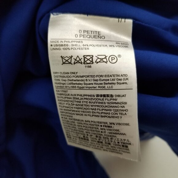 Banana Republic 0 Petite Blue White Crosshatch Pencil Skirt Back Zip - Picture 7 of 8